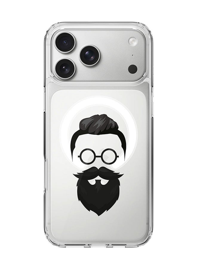 Stylizedd Classic Clear MagSafe Case for iPhone 17 Pro Max , Hybrid Soft Case Flexible Edges Anti Drop TPU PC Gel Thin Transparent Cover [ Designed for iPhone 17 Pro Max ] - Beard Hipster