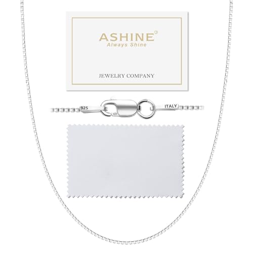 ASHINE Sterling Silver Chain Silver Chain for Men Chain Necklace Silver Chain Necklace for Women Charm Jewelry Chain Long Necklaces for Women (0.8mm Box Chain Lobster Clasp 18 Inches) - Image 1