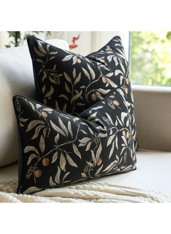 Alerfa Black Floral Throw Pillow Cover 12 x 20 Inch Rectange Luxury Decorative Lumbar Pillow Cover for Couch Living Room Bedroom - Image 4