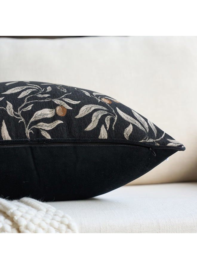 Alerfa Black Floral Throw Pillow Cover 12 x 20 Inch Rectange Luxury Decorative Lumbar Pillow Cover for Couch Living Room Bedroom - Image 2