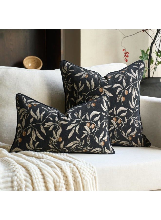 Alerfa Black Floral Throw Pillow Cover 12 x 20 Inch Rectange Luxury Decorative Lumbar Pillow Cover for Couch Living Room Bedroom - Image 3