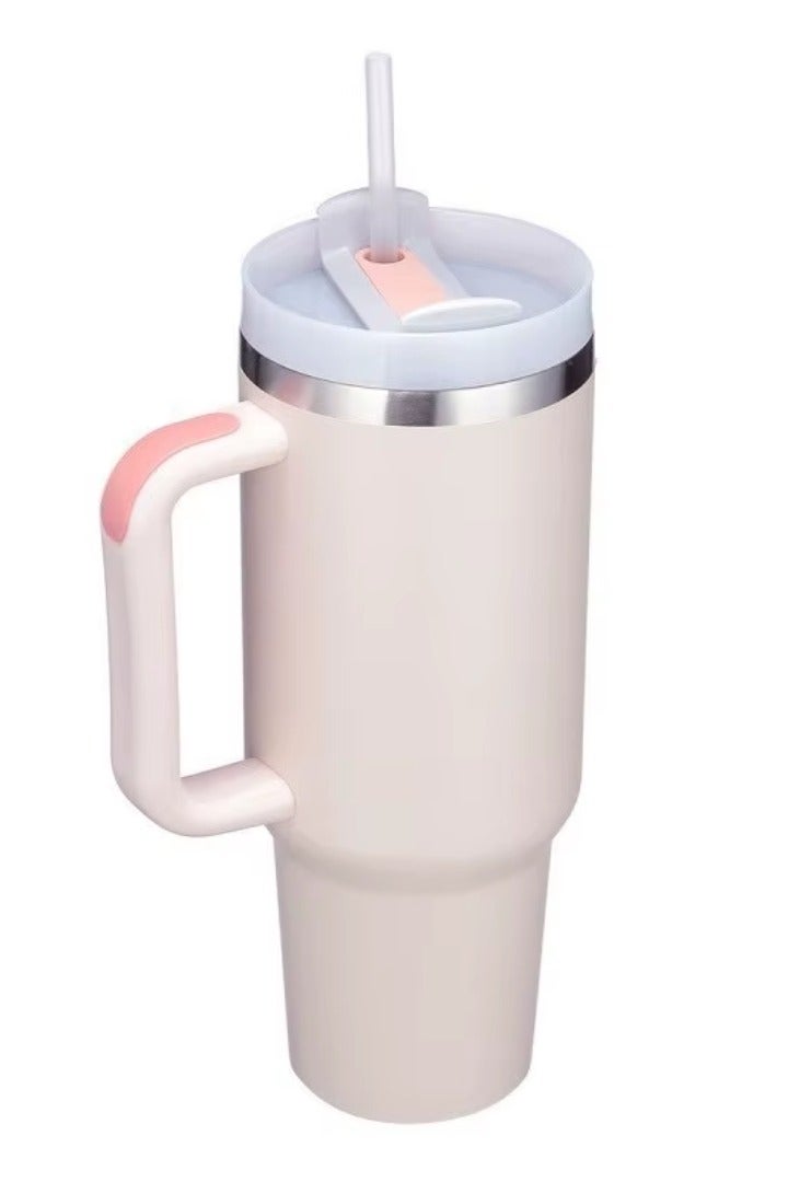 bullga Bullga Thermal Cup with Straw, 40 oz., Drinking Cup with Lid, Handle, and Straw for Hot and Cold Drinks, Portable Cup  - Image 1