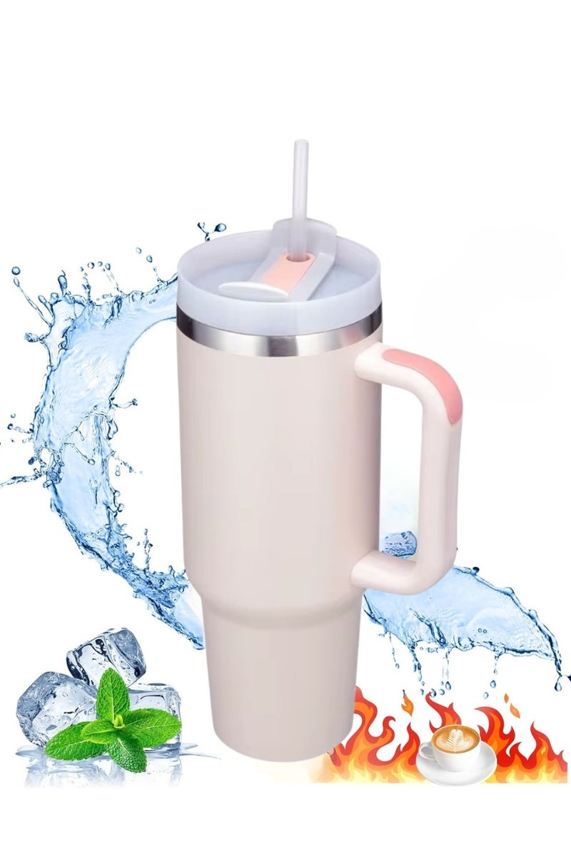 bullga Bullga Thermal Cup with Straw, 40 oz., Drinking Cup with Lid, Handle, and Straw for Hot and Cold Drinks, Portable Cup  - Image 3