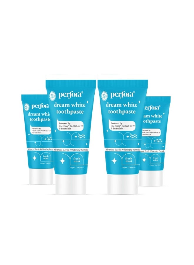 Perfora Whitening Toothpaste - 300 gms (75 gms X 4, Pack of 4) | Instant Teeth Whitening Toothpaste | Toothpaste for Kids & Adults | SLS Free Toothpaste |No Artificial Sweeteners Fresh Mint (Flavor) - Image 1