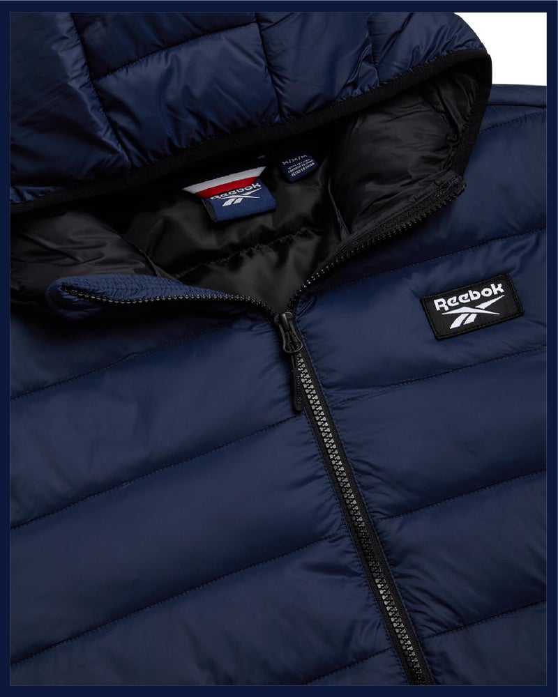 Reebok Mens Puffer Jacket - Lightweight Quilted Glacier Shield Plus Size Puffer Jackets for Men - Insulated Mens Winter Coats, Size 5X-Large, Solid Vector Navy - Image 5
