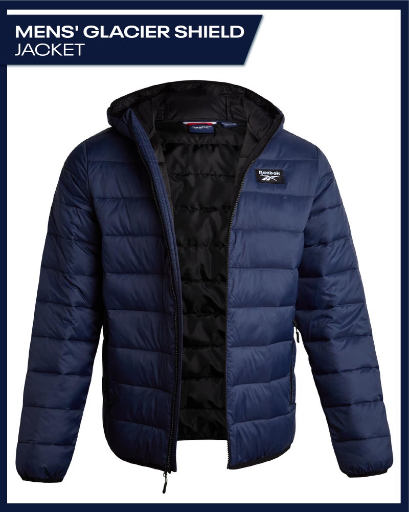 Reebok Mens Puffer Jacket - Lightweight Quilted Glacier Shield Plus Size Puffer Jackets for Men - Insulated Mens Winter Coats, Size 5X-Large, Solid Vector Navy - Image 2