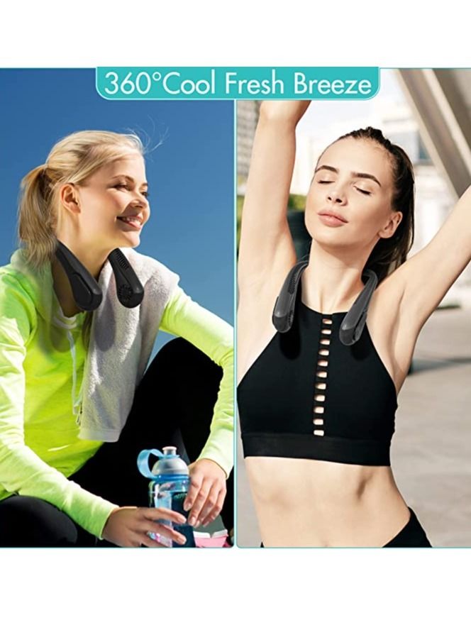 Neck Fan Portable Personal Fan 5000mAh Battery Operated Wearable Cooling Fan- Max 21H Working Time 4 Speed USB C Rechargeable- for Outdoor Traveling Patio Garden Work Home Kitchen(Black) - Image 1