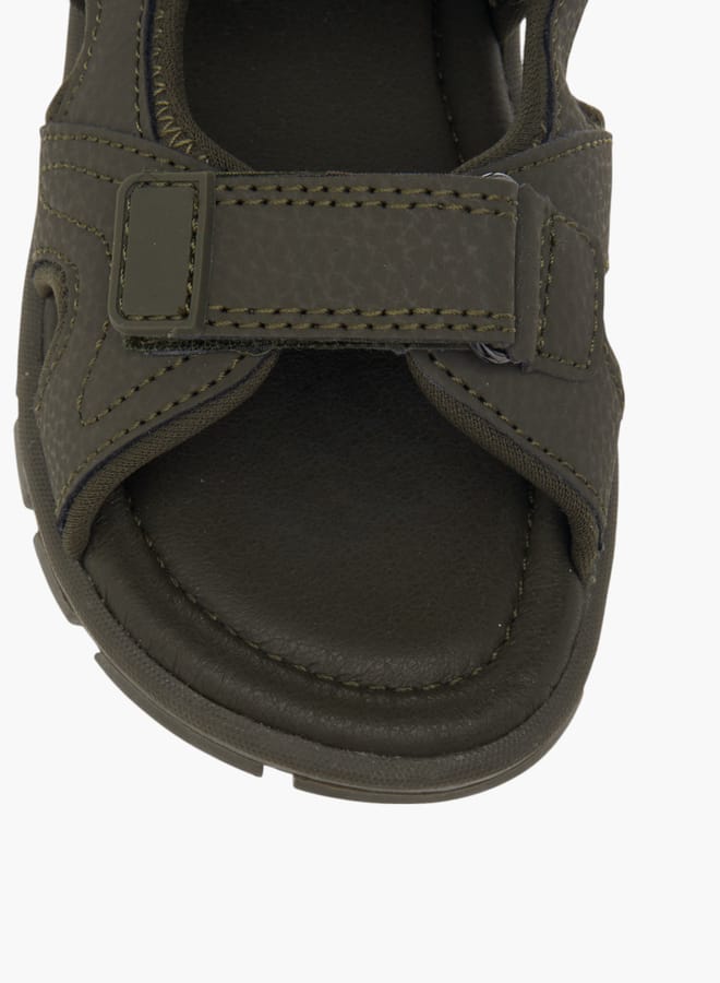 Boys Solid Sandals With Hook And Loop Closure