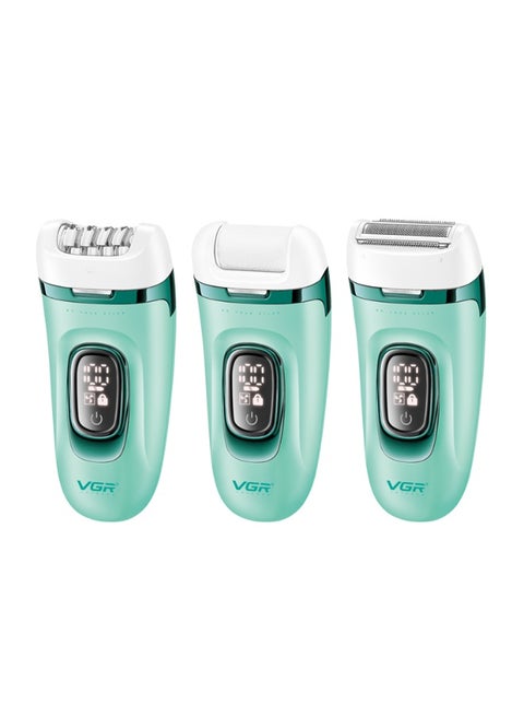 VGR V-762 3-in-1 Rechargeable Women’s Shaver – Wet & Dry Hair Removal with Multi-Functional Heads green