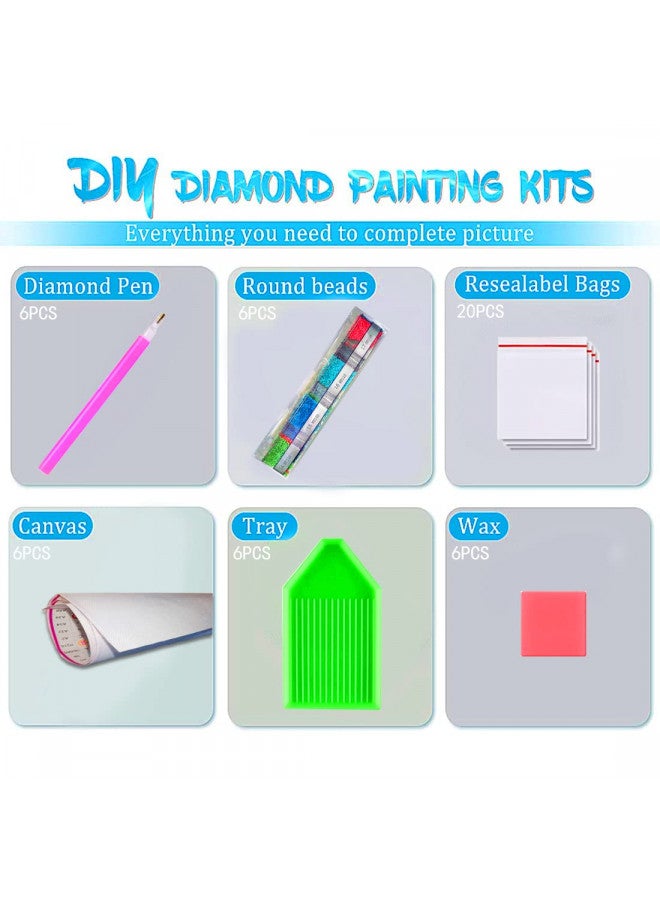DOTZSO Painting Pack of 6 Adult Diamond Painting for Adults 5D Diamond Painting Kit, DIY Full Diamond Art kit with Diamond Painting Crystal Art and Craft for Beginners 12x16 inches (Landscape) - Image 4