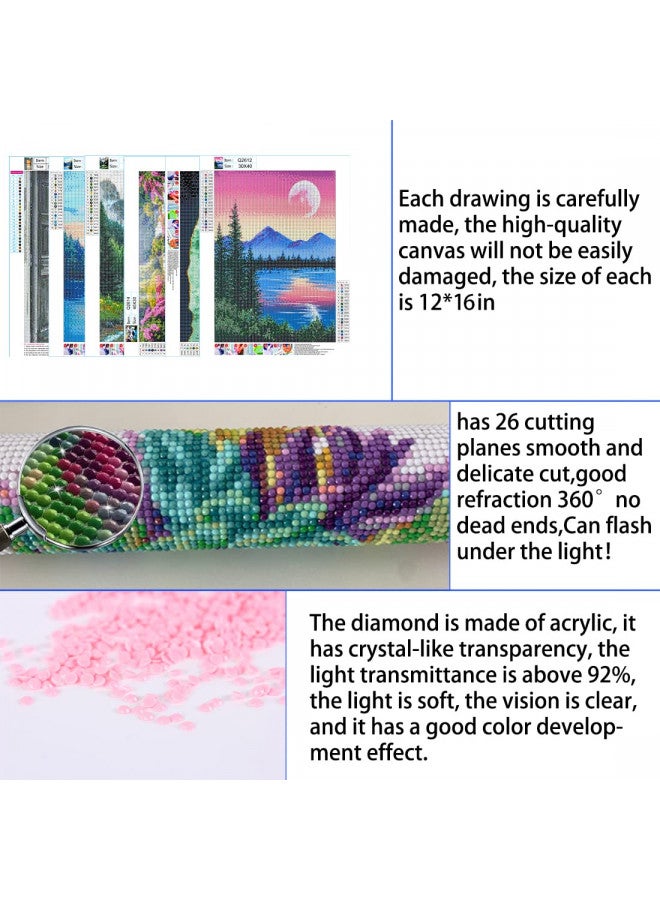 DOTZSO Painting Pack of 6 Adult Diamond Painting for Adults 5D Diamond Painting Kit, DIY Full Diamond Art kit with Diamond Painting Crystal Art and Craft for Beginners 12x16 inches (Landscape) - Image 3