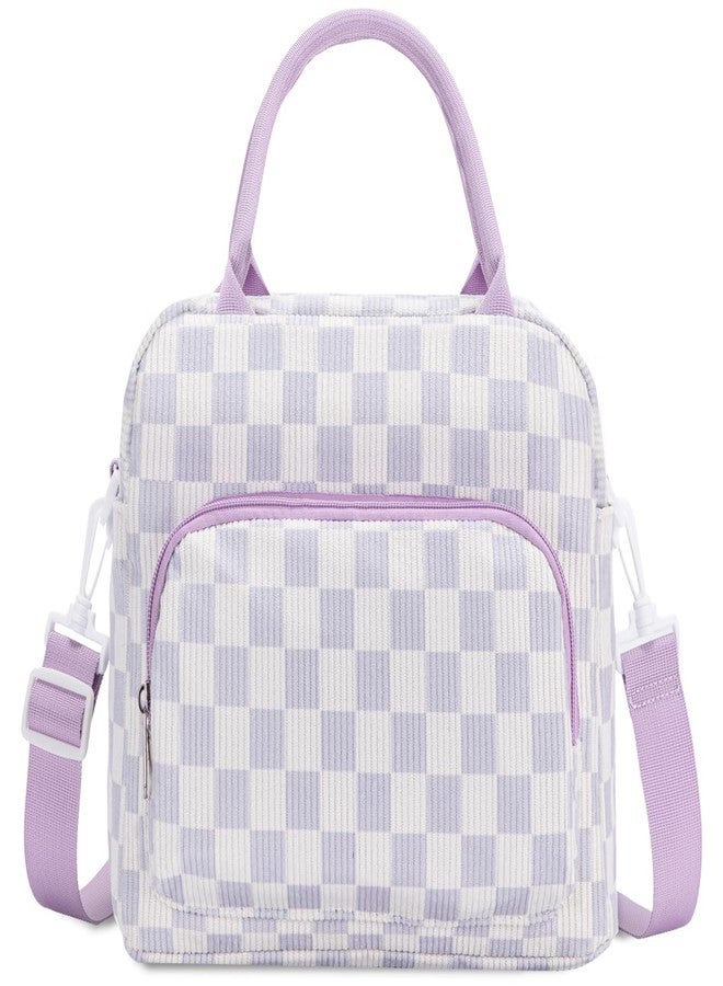 GASSDA Lunch Bag for Women Adult Lager Insulated Lunch Box Cute Cooler Lunch Tote Bags for Work Picnic (Purple Plaid) - Image 1