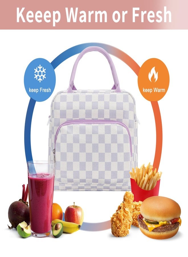 GASSDA Lunch Bag for Women Adult Lager Insulated Lunch Box Cute Cooler Lunch Tote Bags for Work Picnic (Purple Plaid) - Image 4