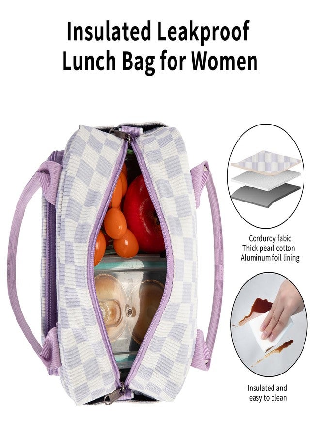 GASSDA Lunch Bag for Women Adult Lager Insulated Lunch Box Cute Cooler Lunch Tote Bags for Work Picnic (Purple Plaid) - Image 5