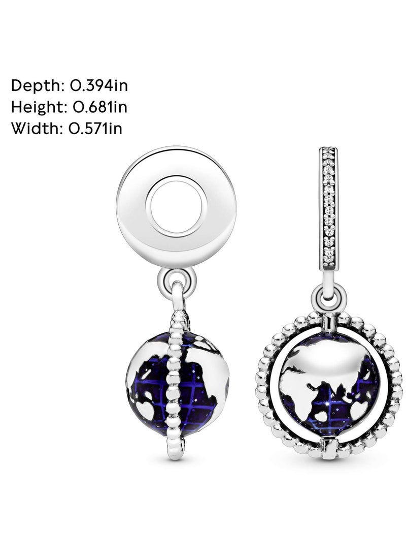 Pandora Violet - Pandora Jewelry Rotating Globe Pendant Cubic Zirconia 925 Sterling Silver - Image 1