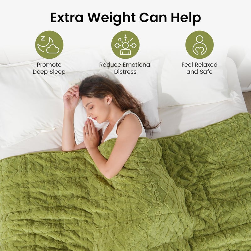 Drewin Weighted Blanket Queen Size 15 lbs, Dual Sided Soft Fuzzy Jacquard Sherpa Bed Blankets with Ceramic Beads, Ultra Fuzzy and Thick Winter Weighted Blanket, 60 x 80 inches, Grass Green - Image 2