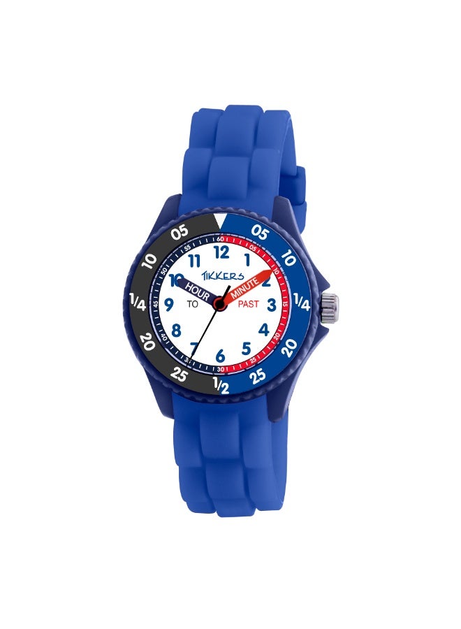 Tikkers Kids Blue & Black Silicone Time Teacher Boys Watch - ATK1088 - Image 1