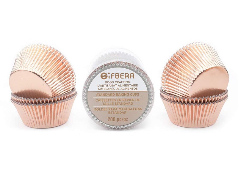Gifbera Rose Gold Foil Cupcake Liners Standard Baking Cups Muffin Wrappers for Wedding Birthday, 200-Count - Image 3