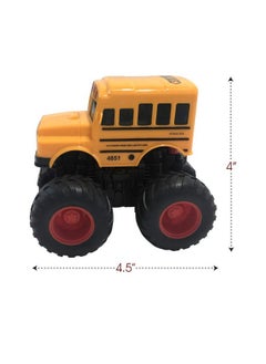ArtCreativity Yellow School Bus Toy With Black Monster Truck Tires Push N Go Toy Car For Kids Durable Plastic Material Best Birthday Gift For Boys Girls Toddlers  - Image 2