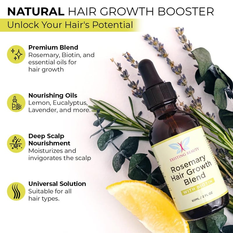Existing Beauty Rosemary Oil for Hair Growth - Biotin & Natural Blend by Existing Beauty - Stimulates Scalp, Nourishes Roots, Promotes Thicker, Fuller Hair for Women & Men - 2.02 fl oz by Existing Beauty - Image 2