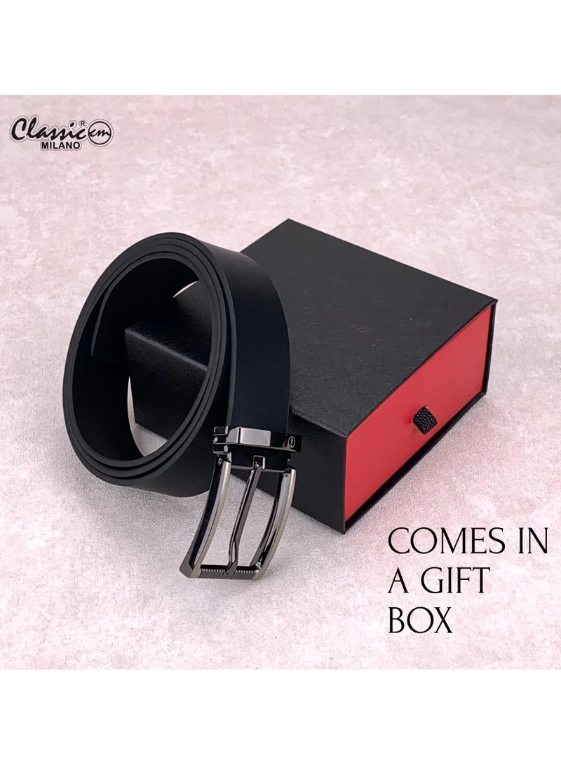 Classic Milano Black (ZT9306) Classic Milano Genuine Leather Belt for Men – Black Formal Men's Belt – Men Belts for Office & Business Wear – Mens Belt Leather with Gift Box for Men | Best Price UAE