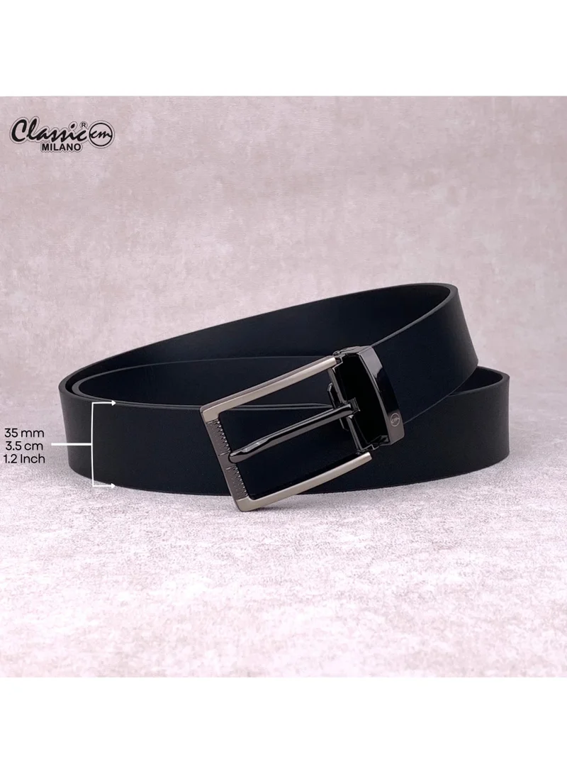 Classic Milano Black (ZT9306) Classic Milano Genuine Leather Belt for Men – Black Formal Men's Belt – Men Belts for Office & Business Wear – Mens Belt Leather with Gift Box for Men | Best Price UAE
