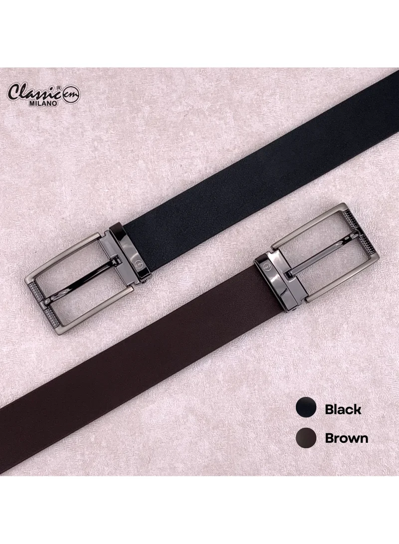 Classic Milano Black (ZT9306) Classic Milano Genuine Leather Belt for Men – Black Formal Men's Belt – Men Belts for Office & Business Wear – Mens Belt Leather with Gift Box for Men | Best Price UAE