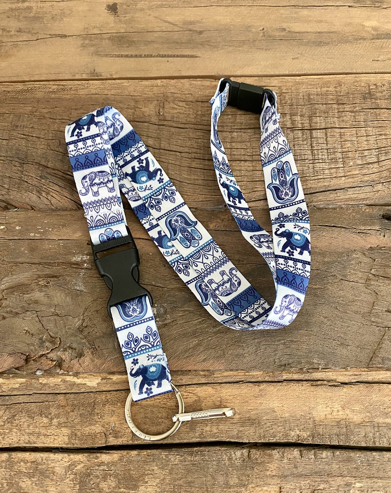 Limeloot Blue Elephant Hamsa Premium Lanyard With Breakaway Clasp and Snap Buckle - Image 4