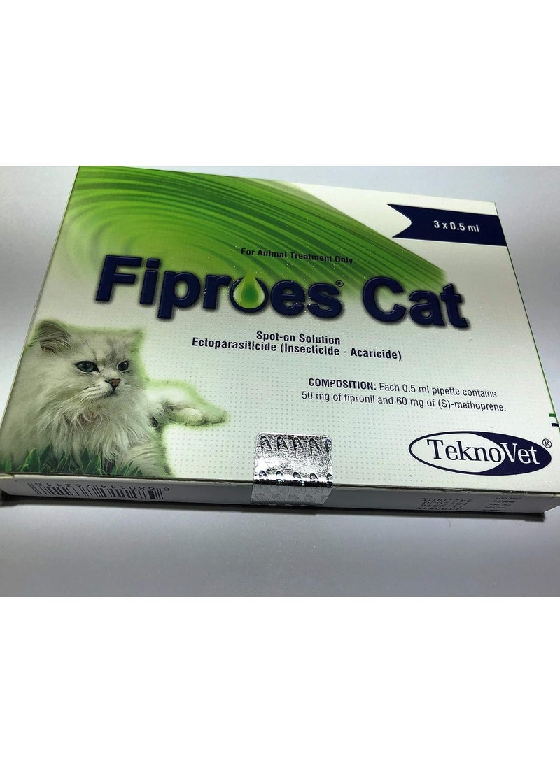 Teknovet Fiproes Cat Spot-on Solution Flea And Ticks Control (control of allergic dermatitides) 3 doses. - Image 1