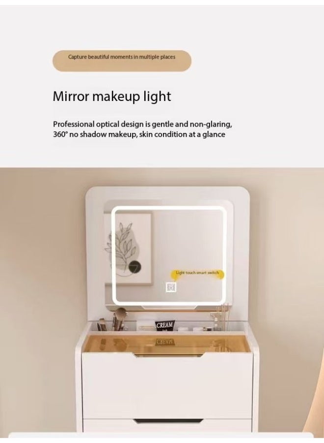 Bedroom Makeup Table with LED Light & Storage Stool, Multi-Drawer Storage Cabinet, Practical Dresser Table, Bedroom Vanity Table, Women's Beauty Storage Essential（SZZ007) - Image 2