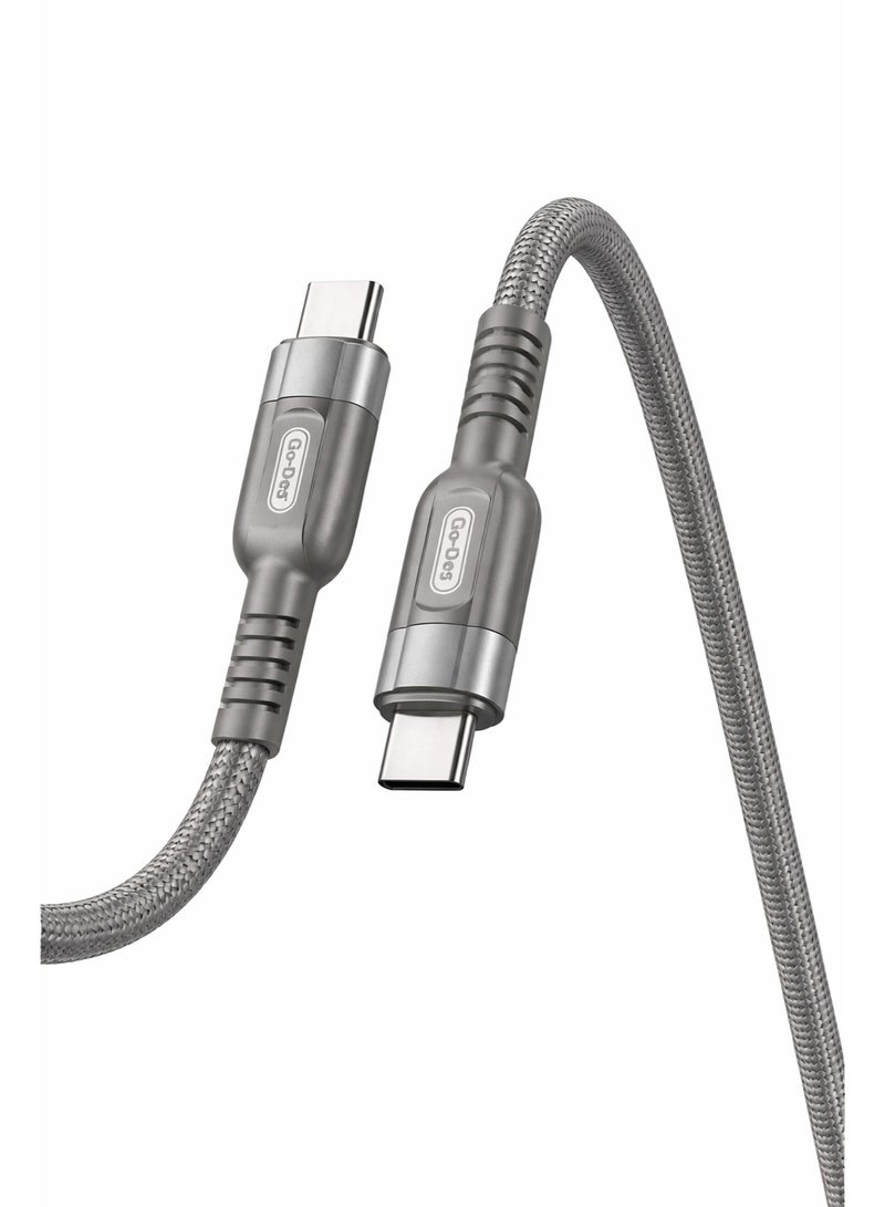 كيبل شحن سريع Go-Des بقوة 240 واط USB-C إلى USB-C بطول 1.5 متر PD 3.1 مضفر نايلون لنقل البيانات متوافق مع آيفون 15/16 وسامسونج وماك بوك واللابتوب - Image 3