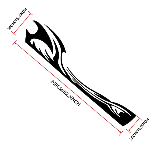 TOMALL 2Pcs 82'' Wave Flame Graphics Car Body Side Stickers Flame Racing Sports Stripe Decals for Car Universal Vinyl Waterproof Decal Decoration Accessories for Truck SUV Off-Road Vehicles (Black) - Image 2