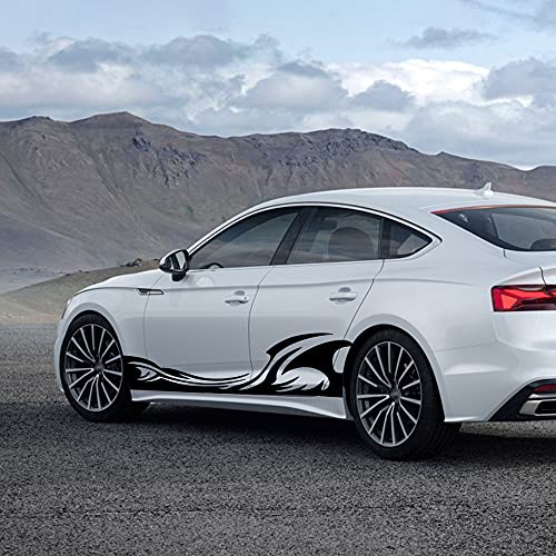 TOMALL 2Pcs 82'' Wave Flame Graphics Car Body Side Stickers Flame Racing Sports Stripe Decals for Car Universal Vinyl Waterproof Decal Decoration Accessories for Truck SUV Off-Road Vehicles (Black) - Image 5