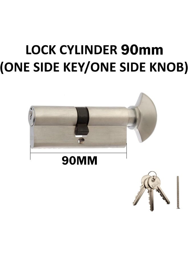 Biella Brass Cylinder Lock Barrel Profile Lock With 3 Keys Lock Anti-Rust Suitable For Wooden Doors Aluminum Doors Knob Type 90Mm - Image 2