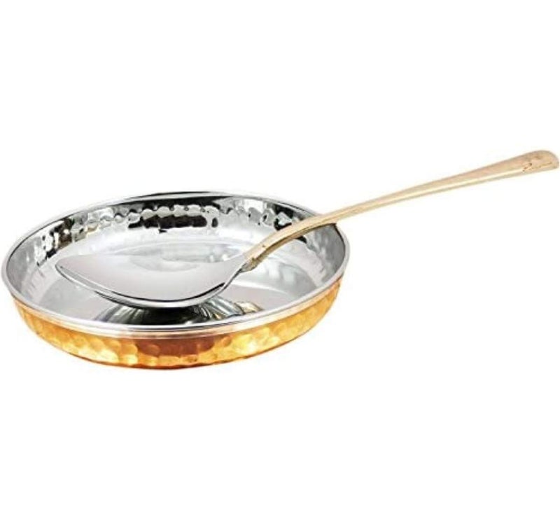 Yadav Craft Dinner Set Stainless and Copper Dinner Thali Dinnerware Gifting Purposes Heavy Weight Dinner Set of 6 Pieces - Image 5