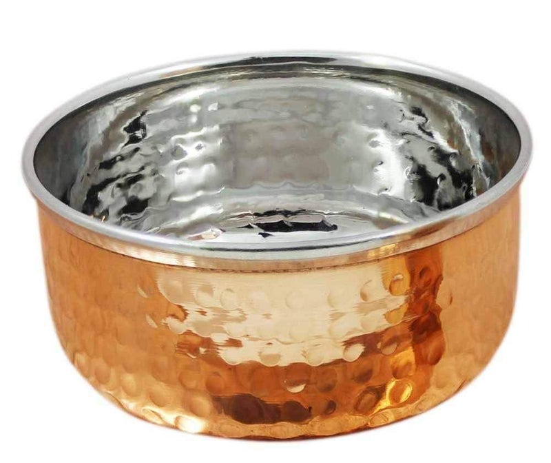 Yadav Craft Dinner Set Stainless and Copper Dinner Thali Dinnerware Gifting Purposes Heavy Weight Dinner Set of 6 Pieces - Image 3