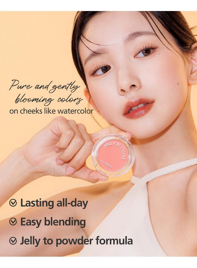 THESAEM Jelly Blusher PK02 Scarlet Pink - Velvety Finish Soft Jelly Powder Cheek - Easy Blending Formula- Lightweight, Smooth, Natural Buildable Blusher - Image 3