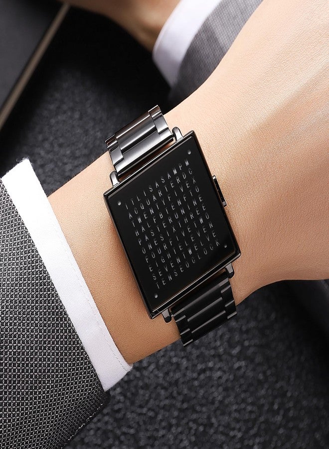 Gosasa Square Men's Luxury Watches Fashion Creative Multi - Functional Waterproof Wristwatch, Gold and Silver - Toned Leather Strap Gifts for Men, Black B - Image 3