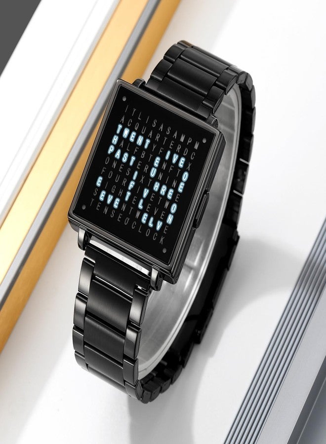 Gosasa Square Men's Luxury Watches Fashion Creative Multi - Functional Waterproof Wristwatch, Gold and Silver - Toned Leather Strap Gifts for Men, Black B - Image 2
