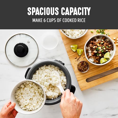 GreenLife Rice Cooker with Removable PFAS-Free Ceramic Nonstick Pot, 3-Cups Uncooked/6-Cups Cooked, Grains & Oatmeal Multicooker, Compact One-Switch Design, Auto Keep Warm, Easy Clean, Black - Image 2