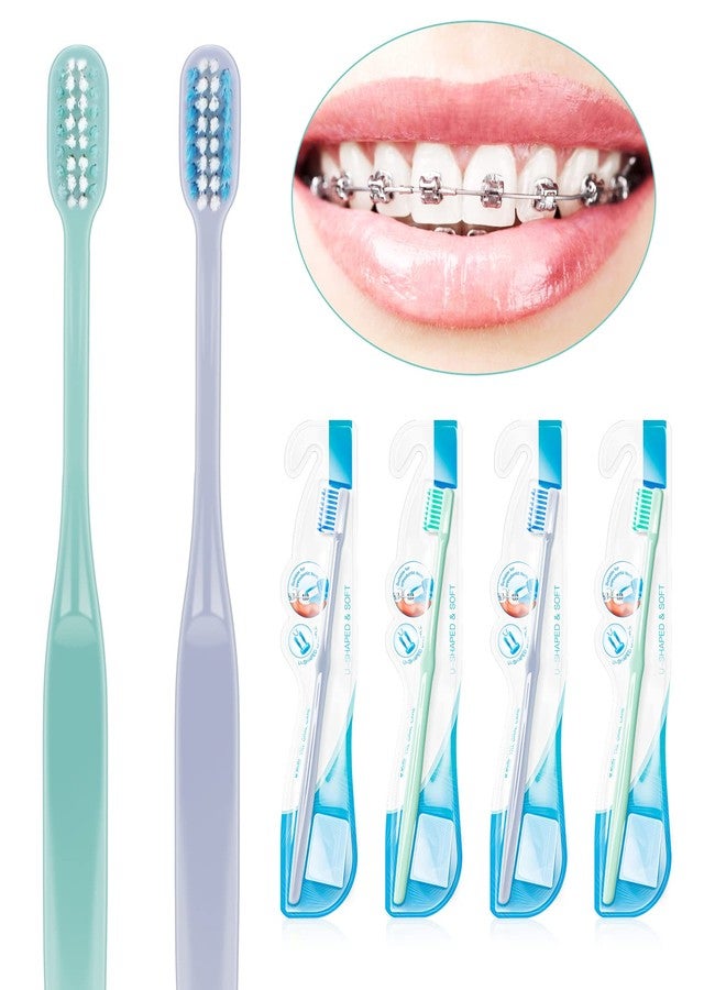 Y-Kelin 4 Pcs U-Shaped Orthodontic Toothbrush Soft Bristle with 4 Toothbrush Head Cover for Orthodontic People Effective Cleaning Teeth - Image 2