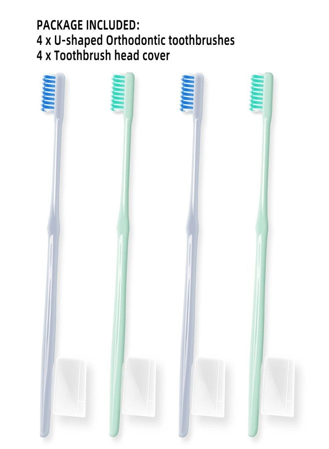 Y-Kelin 4 Pcs U-Shaped Orthodontic Toothbrush Soft Bristle with 4 Toothbrush Head Cover for Orthodontic People Effective Cleaning Teeth - Image 5