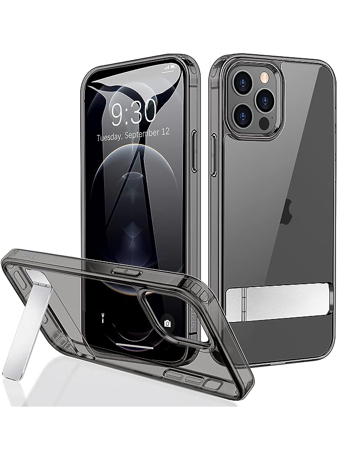 Jetech Case for iPhone 12 Pro Max 6.7-Inch with Stand, Support Wireless Charging, Slim Shockproof Bumper Phone Cover, 3-Way Metal Kickstand (Graphite) - Image 1
