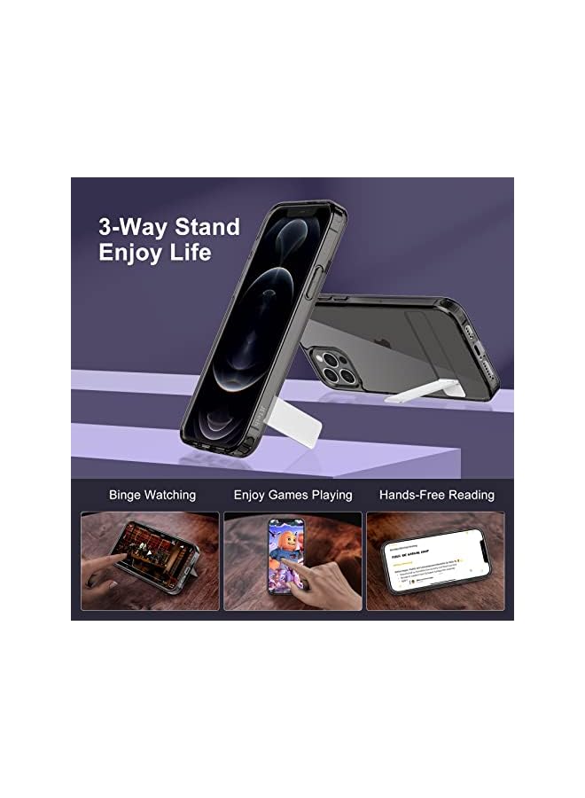 Jetech Case for iPhone 12 Pro Max 6.7-Inch with Stand, Support Wireless Charging, Slim Shockproof Bumper Phone Cover, 3-Way Metal Kickstand (Graphite) - Image 5