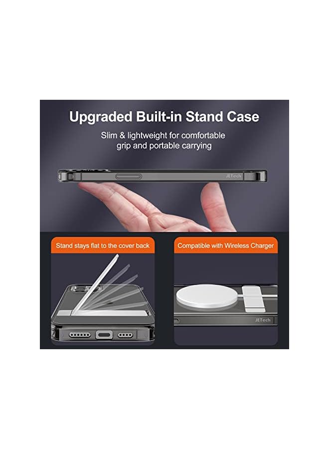 Jetech Case for iPhone 12 Pro Max 6.7-Inch with Stand, Support Wireless Charging, Slim Shockproof Bumper Phone Cover, 3-Way Metal Kickstand (Graphite) - Image 4