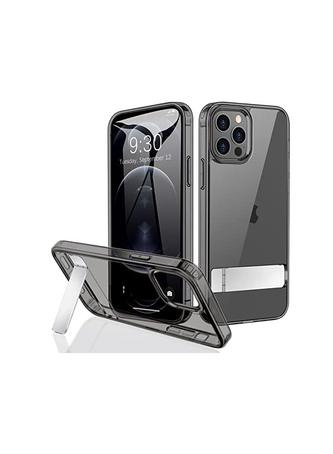 Jetech Case for iPhone 12 Pro Max 6.7-Inch with Stand, Support Wireless Charging, Slim Shockproof Bumper Phone Cover, 3-Way Metal Kickstand (Graphite) - Image 2