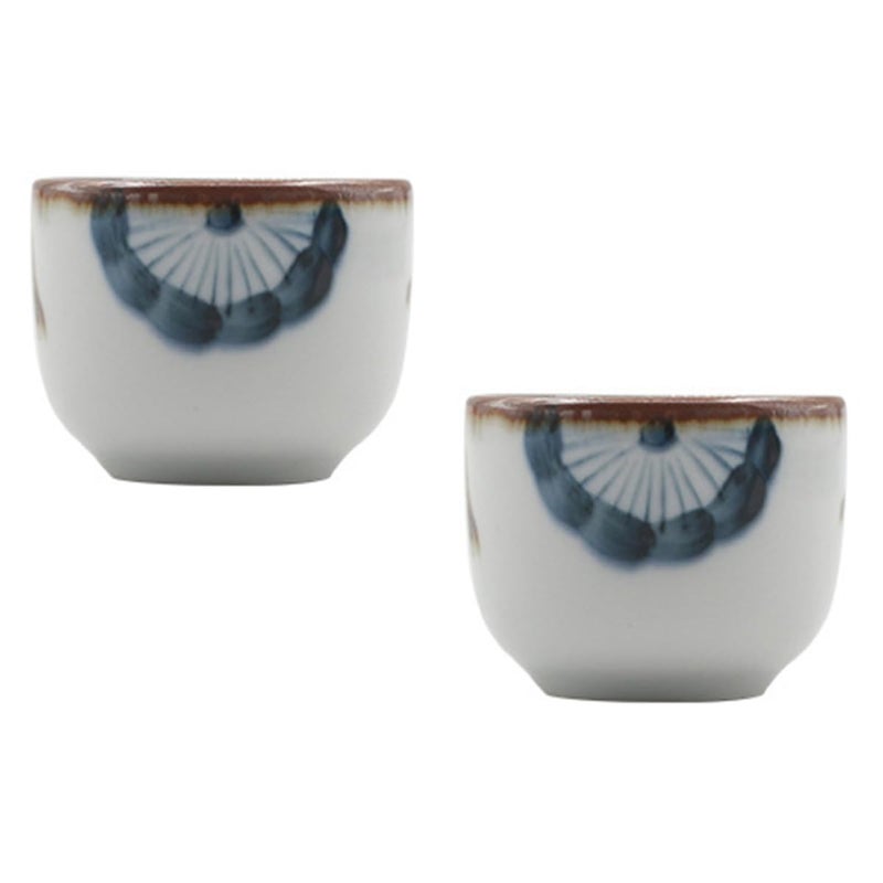 Hand Painted Floral Ceramic Sake Cups Set of 2 Microwave and Dishwasher Safe - Image 2