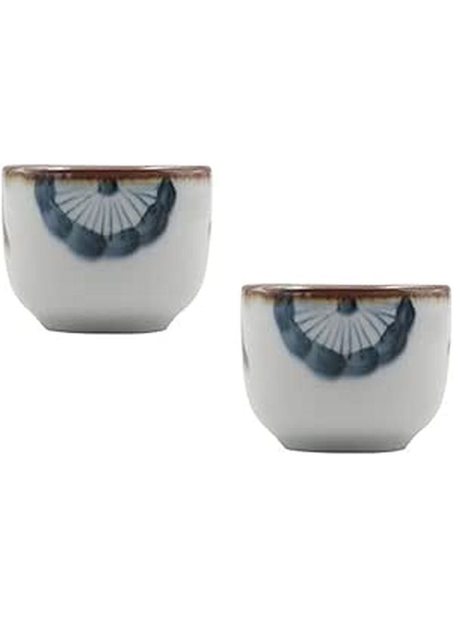 Hand Painted Floral Ceramic Sake Cups Set of 2 Microwave and Dishwasher Safe - Image 1