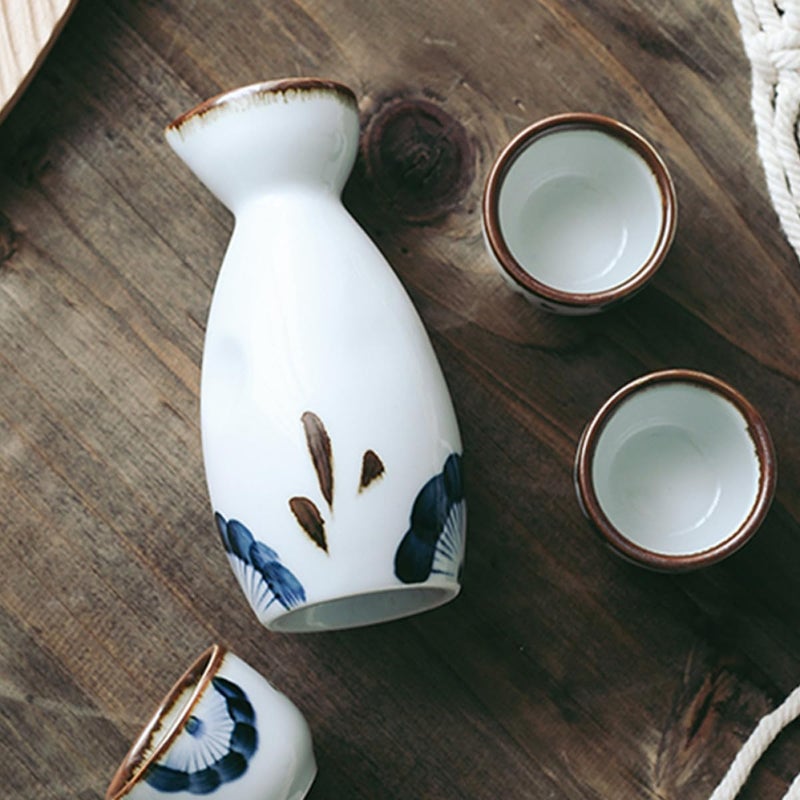 Hand Painted Floral Ceramic Sake Cups Set of 2 Microwave and Dishwasher Safe - Image 4