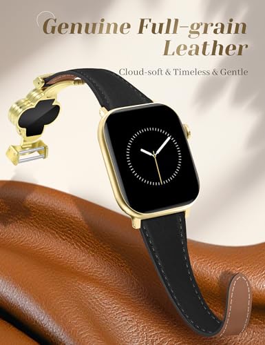 MOINSPIRE Designer Slim Leather Bands Compatible with Apple Watch 38mm 40mm 41mm 42mm(S11/10)for Women, Four-Leaf Clover Cute Dressy Magnetic Watch Bands for iwatch Series Ultra/SE11/9/8/7/6/5/4/3/2/1 - Image 3
